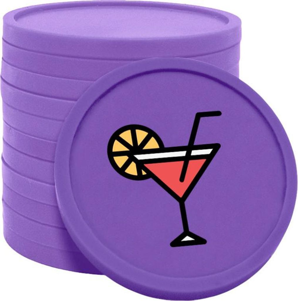 CombiCraft Kunststoff Wertmarken Chips Cocktailglas in Lila- 100 Stück - Ø29 mm