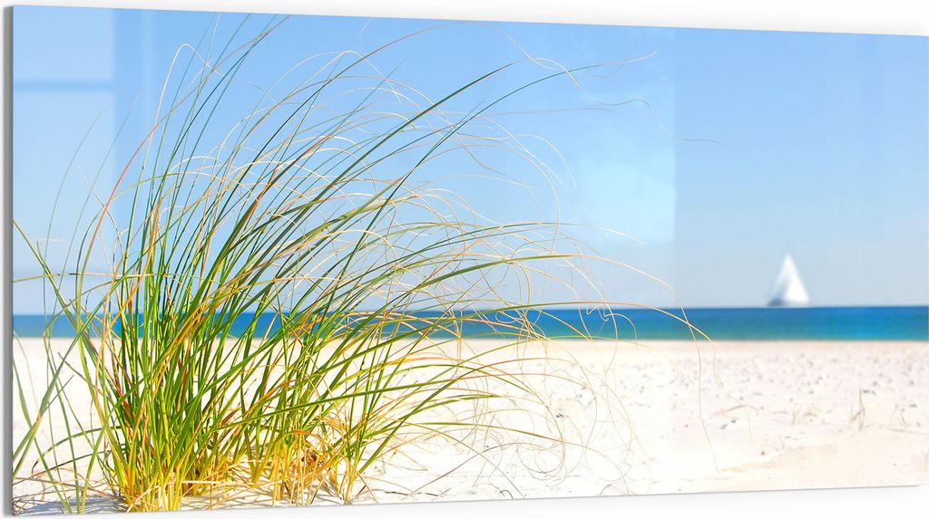 DEQORI Glasbild Acryl 100x50 cm 'Meeresweite Stille' Wandbild Bild modern Deko