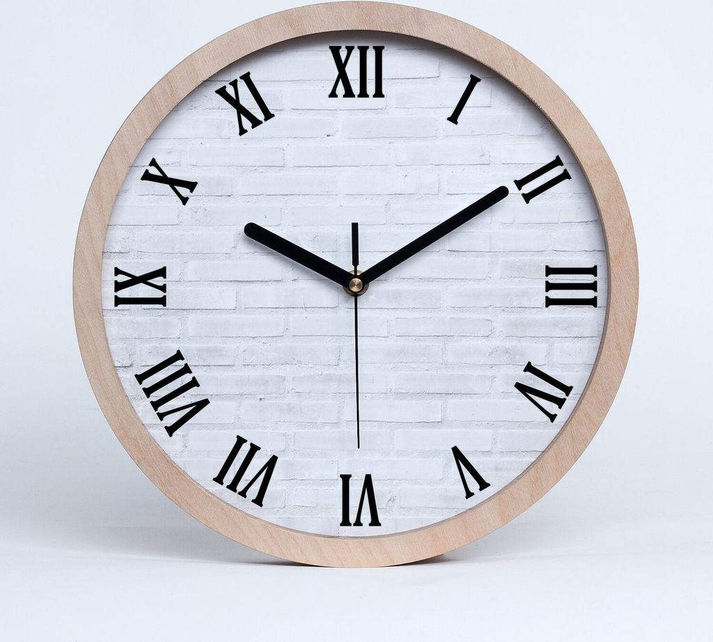 Holzuhr 20fi cm wanduhr - schwarze Spitzen - Ziegelwand