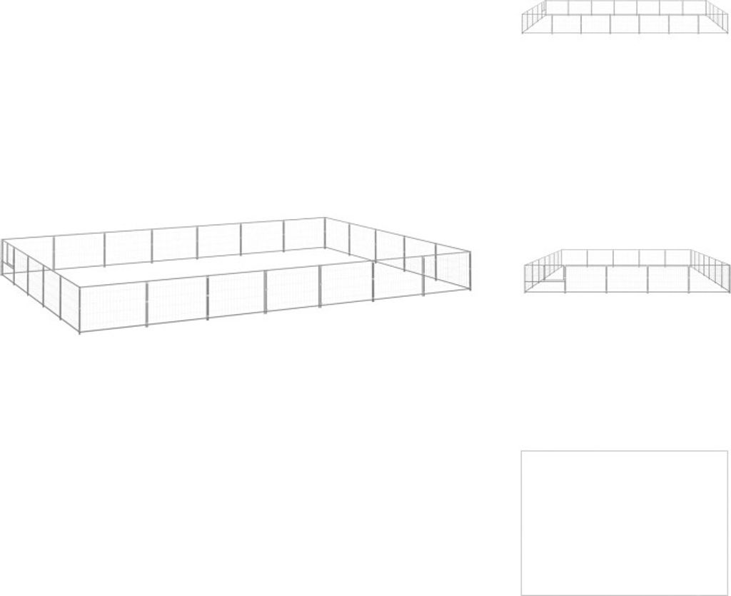 vidaXL Hundezwinger Silbern 35 m² Stahl - Hundezwinger & -ausläufe