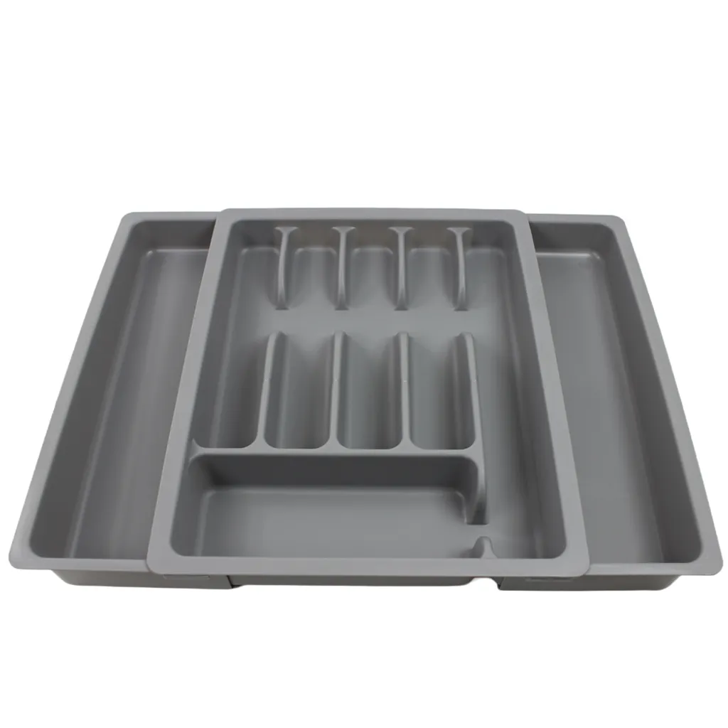 Bac à couverts extensible gris 5 compartiments pour meuble camping
