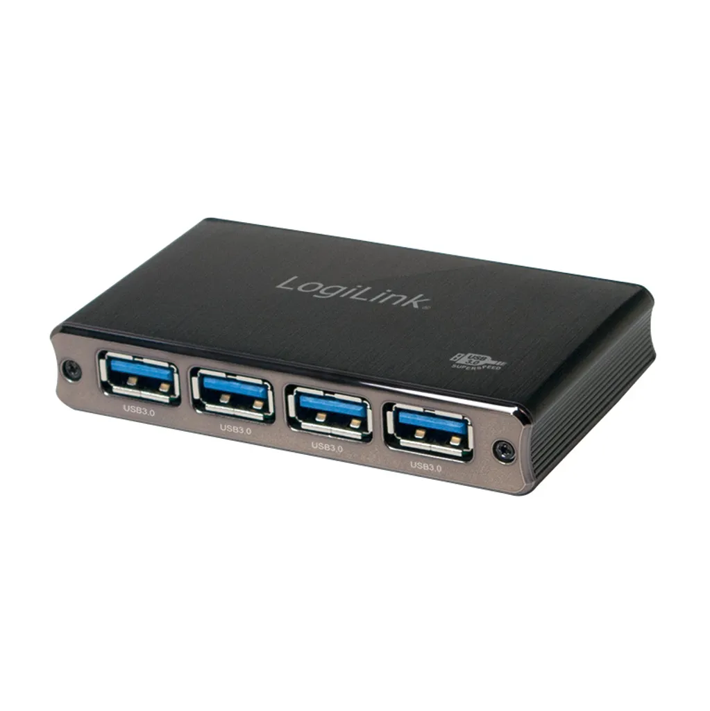 Hub USB 3.0 LogiLink UA0282 Alluminio 4 Porte con Alimentatore 20W