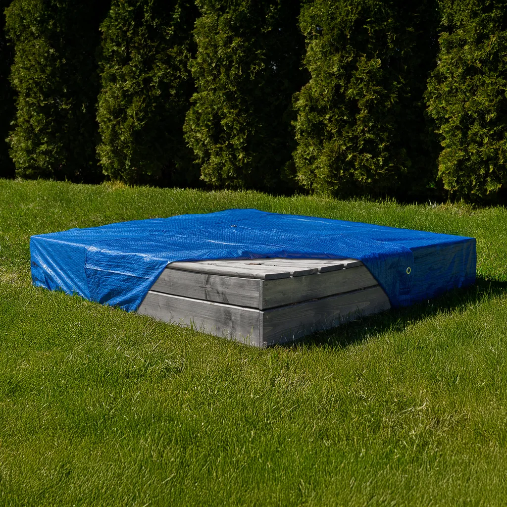 Bac à sable imprégné MAMOI 120cm avec bancs et couvercle de protection - 5
