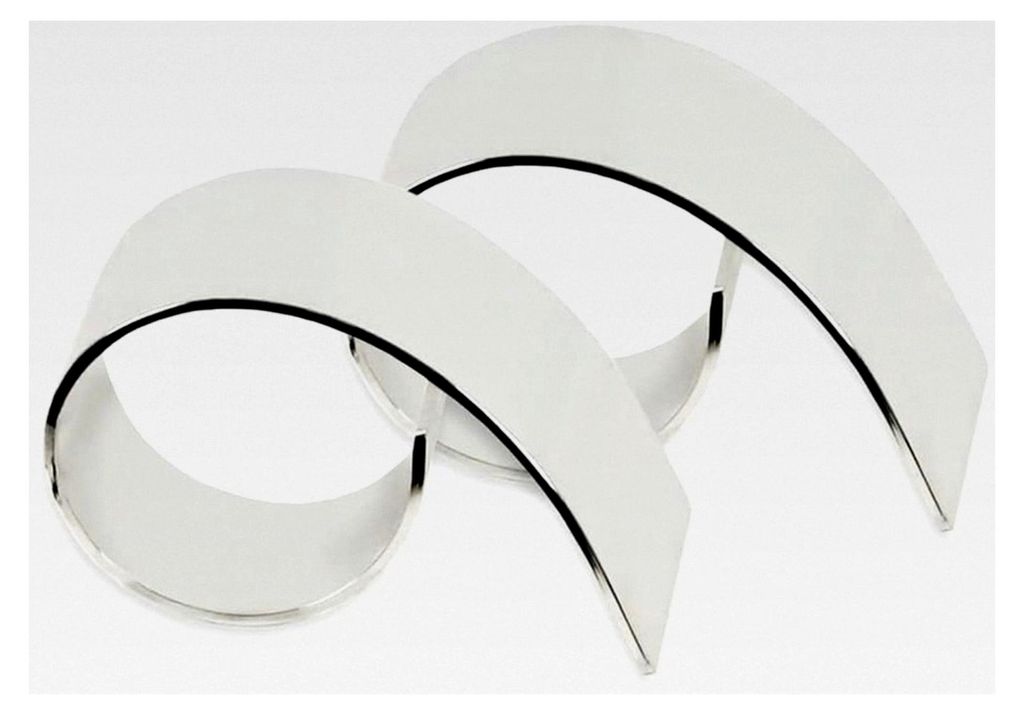 2er Set Serviettenringe Volute, edel versilbert, anlaufgeschützt, Länge 6 cm, Durchmesser 3,5 cm, Tischdekoration für Hochzeiten