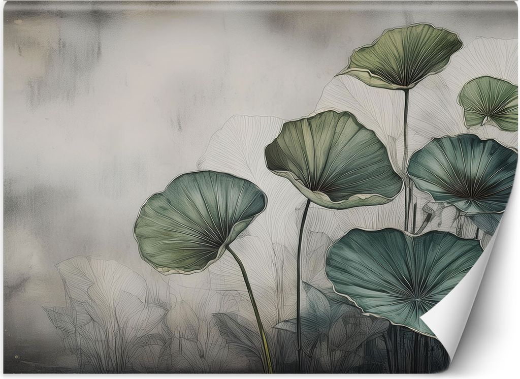 Vlies fototapete Grüne Blätter 400x280 cm Feeby Grau inkl. Kleber einfache Montage