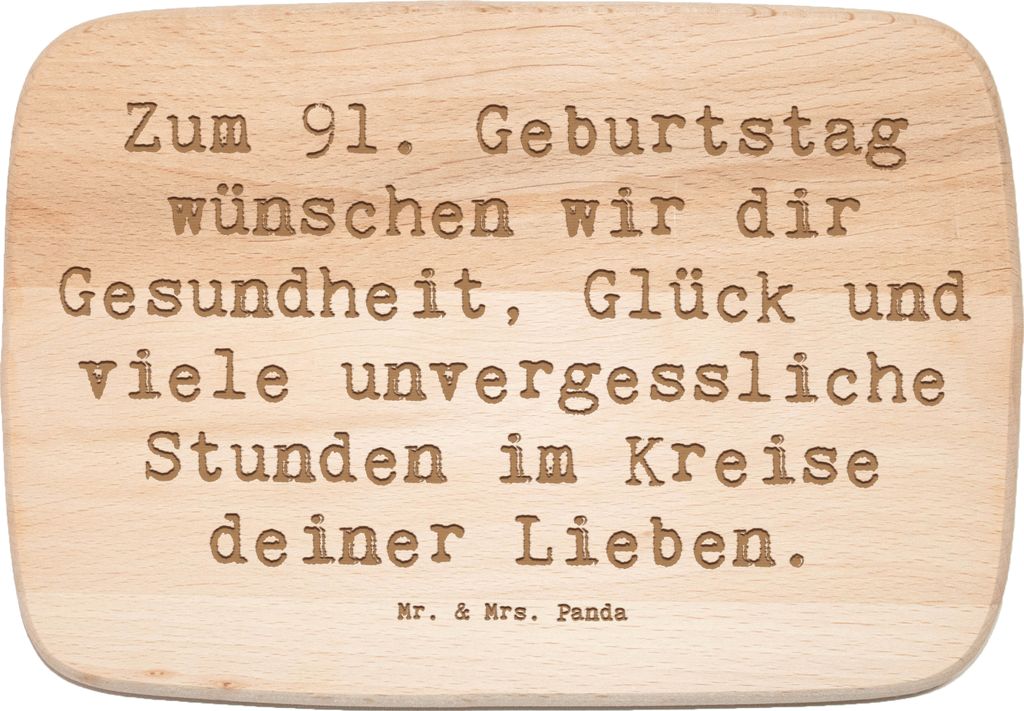 Mr. & Mrs. Panda Schneidebrett Holz Spruch 91. Geburtstag Wünsche - Transparent - Geschenk, massivholzbrett, Geburtstagsgeschenk, neunzigster, Fr...