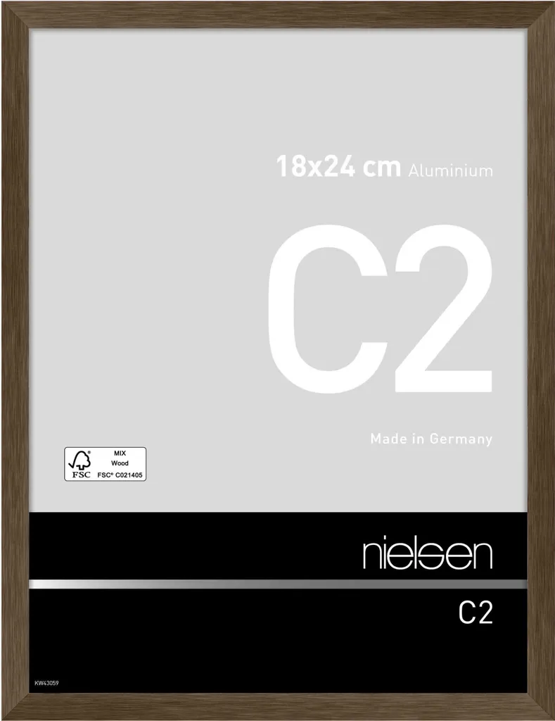 Cornice C2 18x24 Noce Opaco Alluminio - Standard Espositivo Nielsen