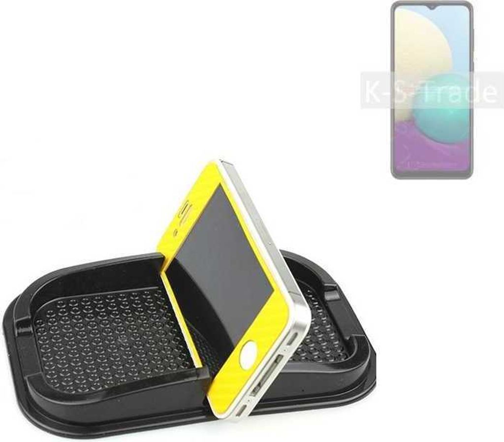 K-S-Trade Auto Anti Rutsch Matte Smartphone-Halter kompatibel mit Samsung Galaxy A02 Haft Pad Armaturenbrett Handy-Halterung Silikon