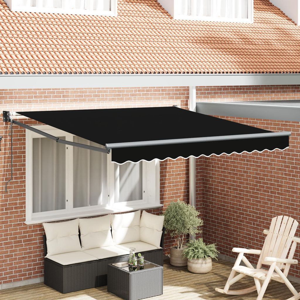 Automatische Einziehbare Markise Schwarz 300x250 cm, Design Möbel Markisen Neu