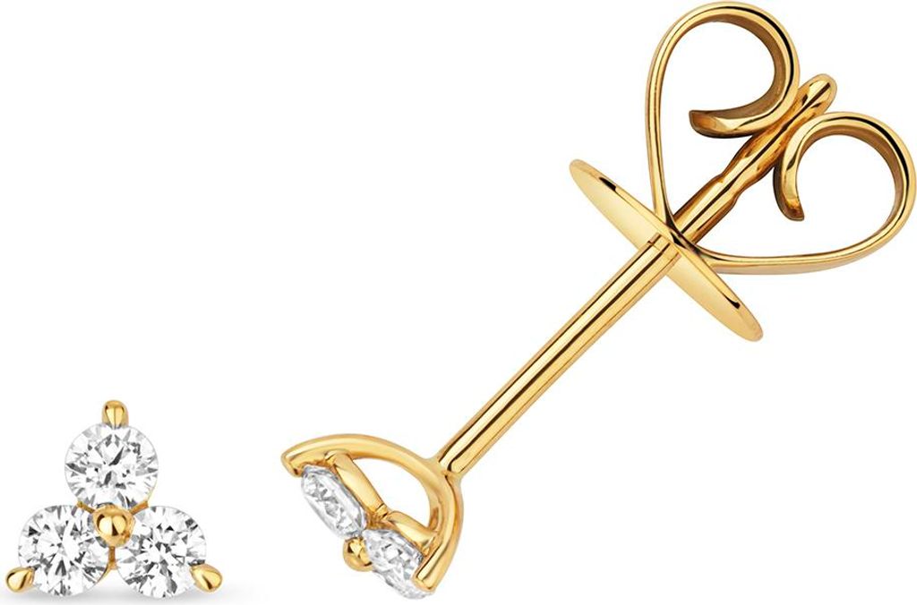 Funkelndes Feuer 18 Karat (750) Gold Damen - Diamant Paar Ohrstecker Brillant-Schliff 0.16 Karat G - VS; TRS3470018KY