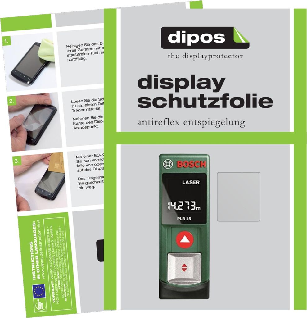 3x Schutzfolie für Bosch PLR 15 matt Displayschutzfolie Folie Display Schutz dipos