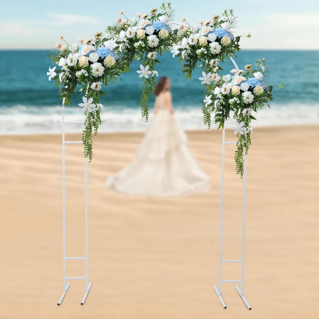 Arche de Mariage Stable Métal Blanc 220 cm : Support Double 10 kg