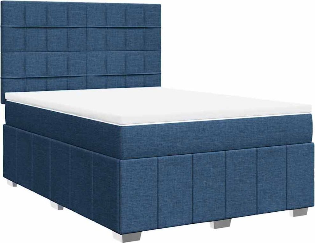 vidaXL Boxspringbett mit Matratze Blau 140x190 cm Stoff