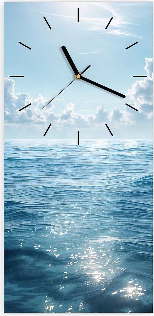 Wanduhr aus Glas mit Motiv Meerblick- 30 x 60 cm - inkl. Aufhängesystem