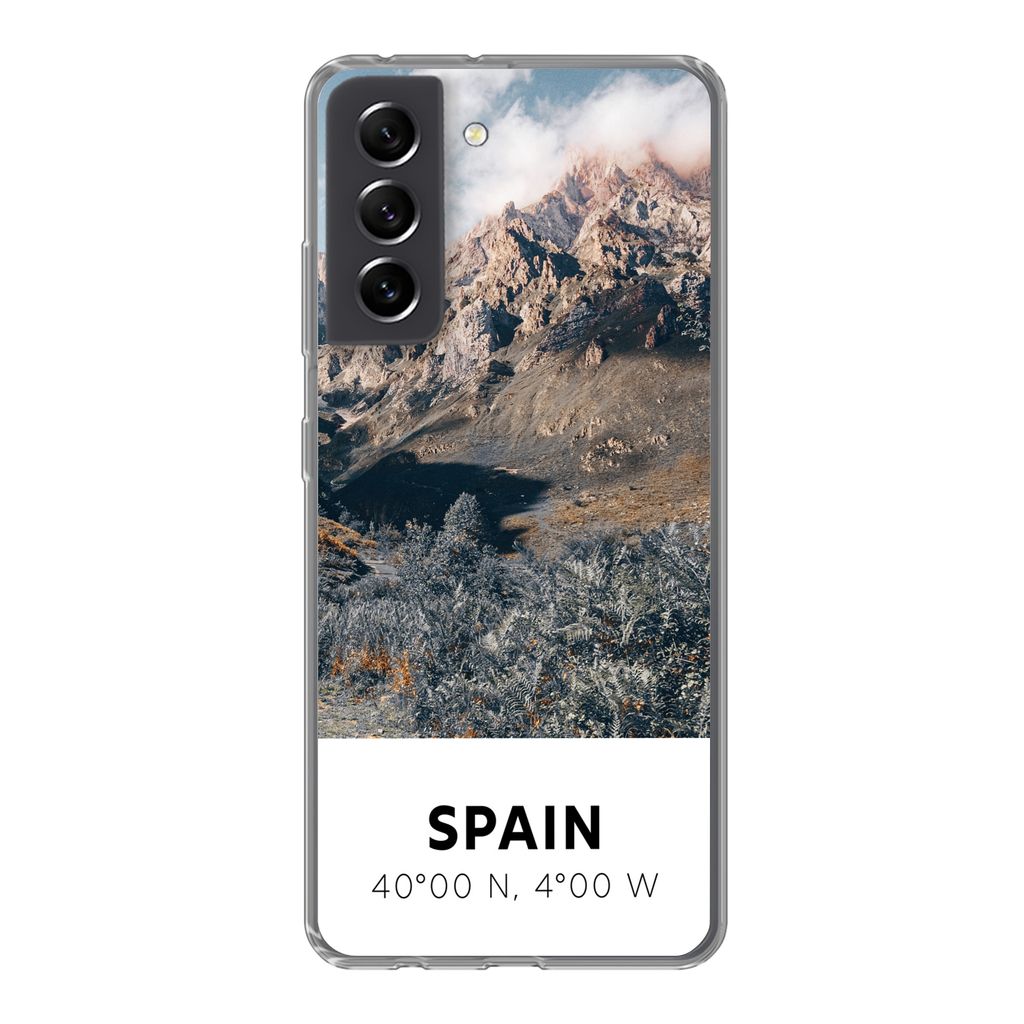MuchoWow Handyhülle Schutzhülle Hülle für Samsung Galaxy S21 FE Spanien - Berge - Sommer Silikon Softcase Handy Hülle - Mobiltelefonhülle