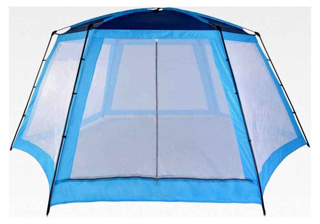 Pavillon für Pool, Poolzelt, Stoff mit Stahlrahmen, 660 x 580 x 250 cm (Blau)