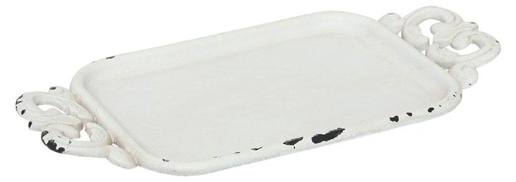 Vassoio da portata Clayre & Eef 16x8x1 cm Ferro bianco Immagine del prodotto 