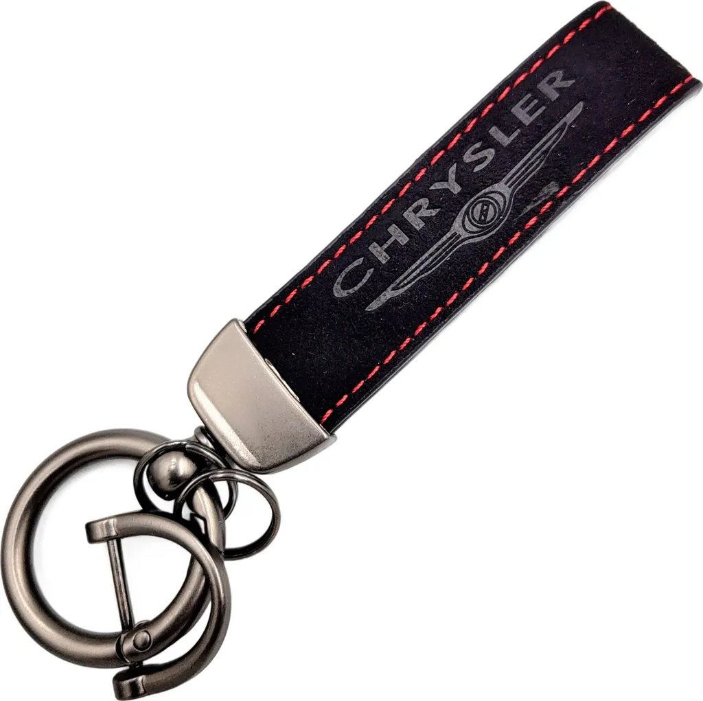 Portachiavi Chrysler Elegante in Pelle Nera - Regalo Uomo Auto