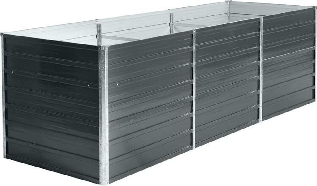 Metall Blumenbeet Hochbeet 240x80x77 cm Grau Pflanzbeet Produktbild 