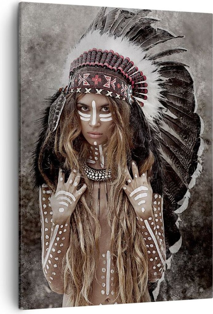 Bild auf Leinwand - Leinwandbild - Einteilig - Frau Kämpferin Stamm - 50x70cm - Wand Bild - Wanddeko - Wandbilder - Leinwanddruck - Wanddekoration...