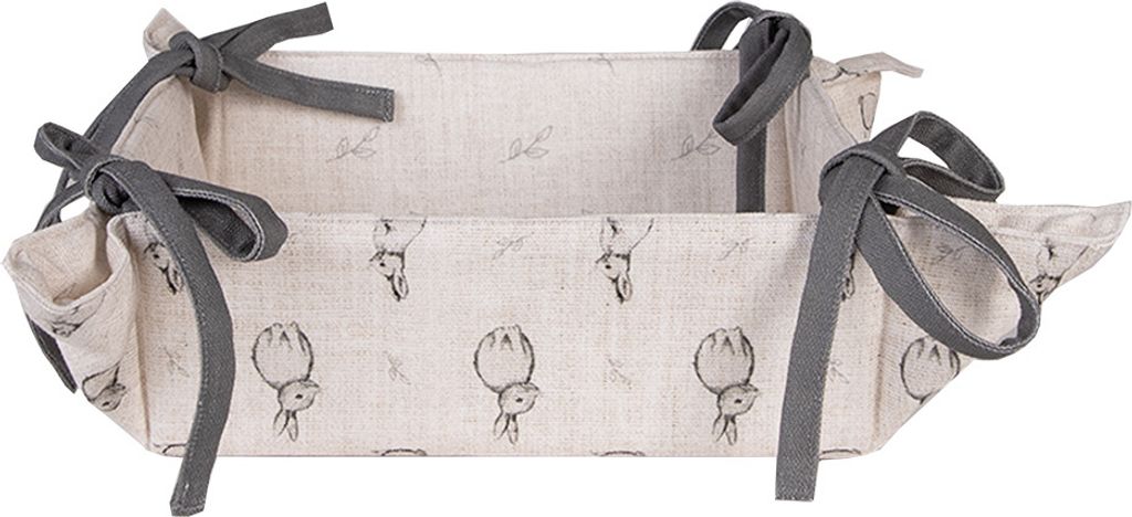 Clayre & Eef Brotkorb 35x35x8 cm Beige Grau Baumwolle Produktbild 