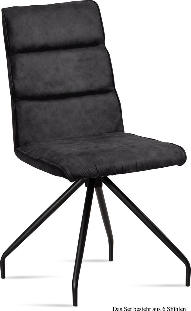 Esszimmerstuhl (6er-Set) Devnet 47x92x60 Schwarz/Anthrazit