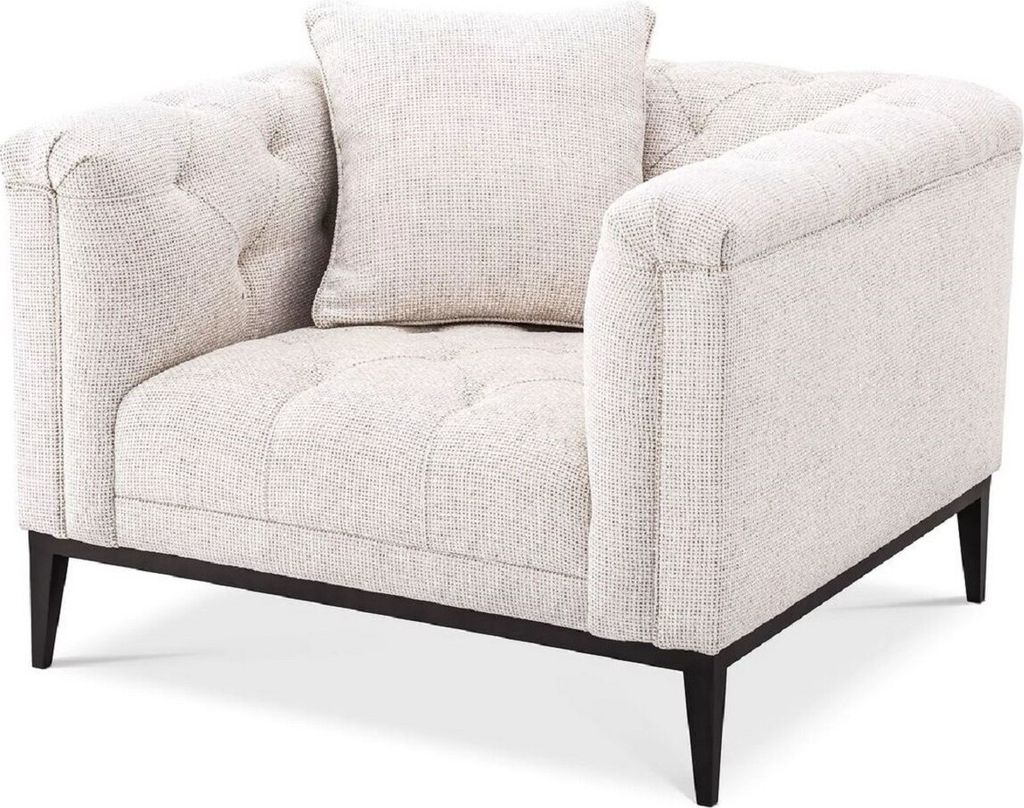 Casa Padrino Luxus Chesterfield Sessel mit Kissen Weiß / Rotguss 103 x 97 x H. 75 cm - Wohnzimmer Sessel - Hotel Sessel - Wohnzimmer Möbel - Ches...