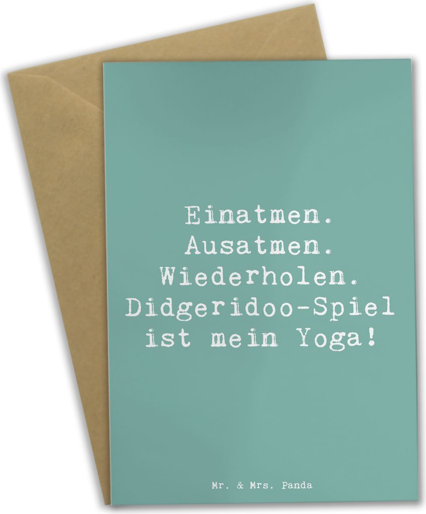 Mr. & Mrs. Panda Grußkarte Spruch Didgeridoo Yoga - Meeresbrise - Geschenk, spirituell, Lernen, atmosphärisch, osterkarten, Musik, Grußkarten, b...