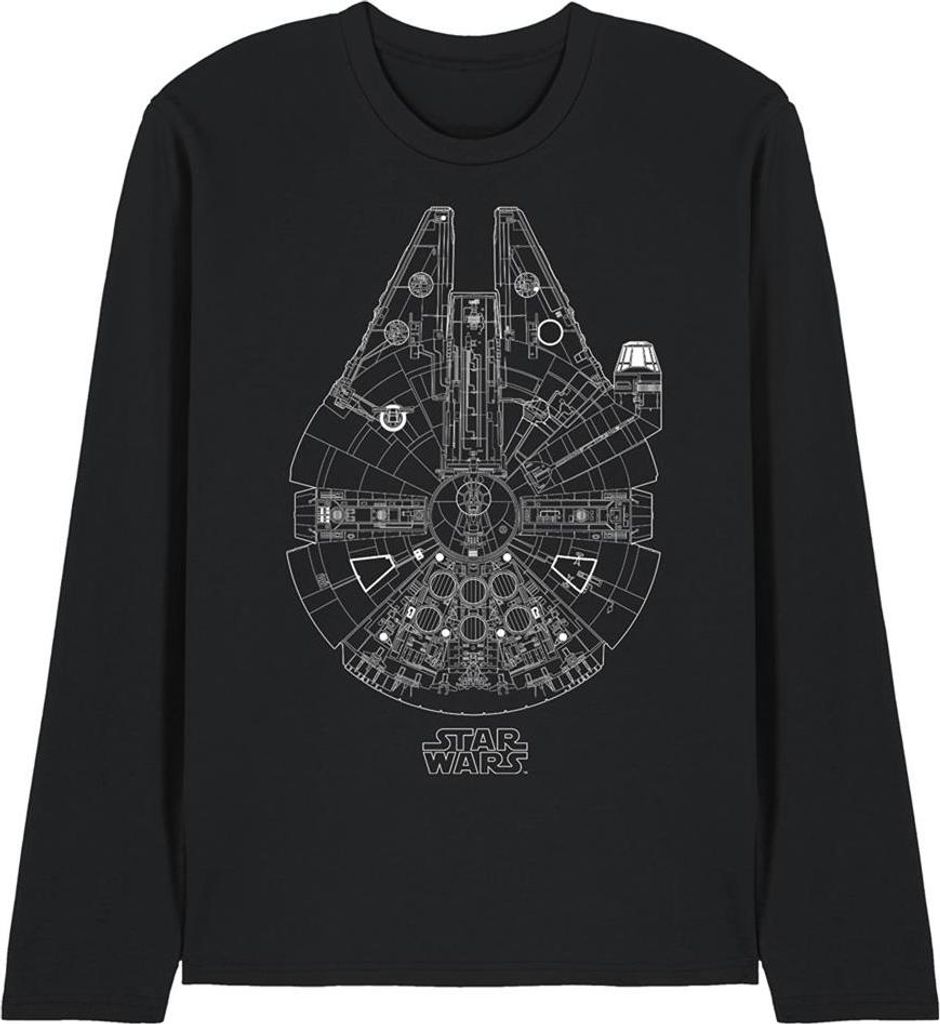 Star Wars - "Millenium Lines" T-Shirt für Herren/Damen Uni, Langärmlig TV28598 (M) (Schwarz)