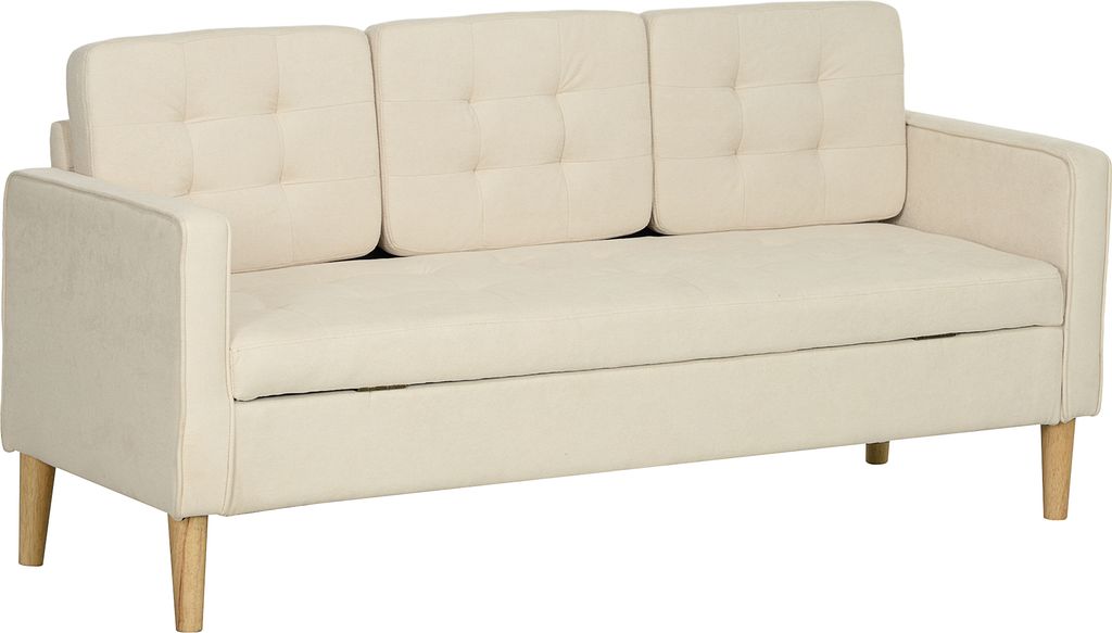 HOMCOM 3 Sitzer Sofa, Couch mit Stauraum, Holzbeine, Produktbild 
