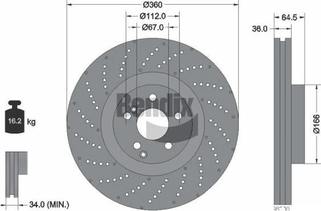 Disque de frein BENDIX BDS1499HC OE 0004212012 pour Mercedes Classe C E S