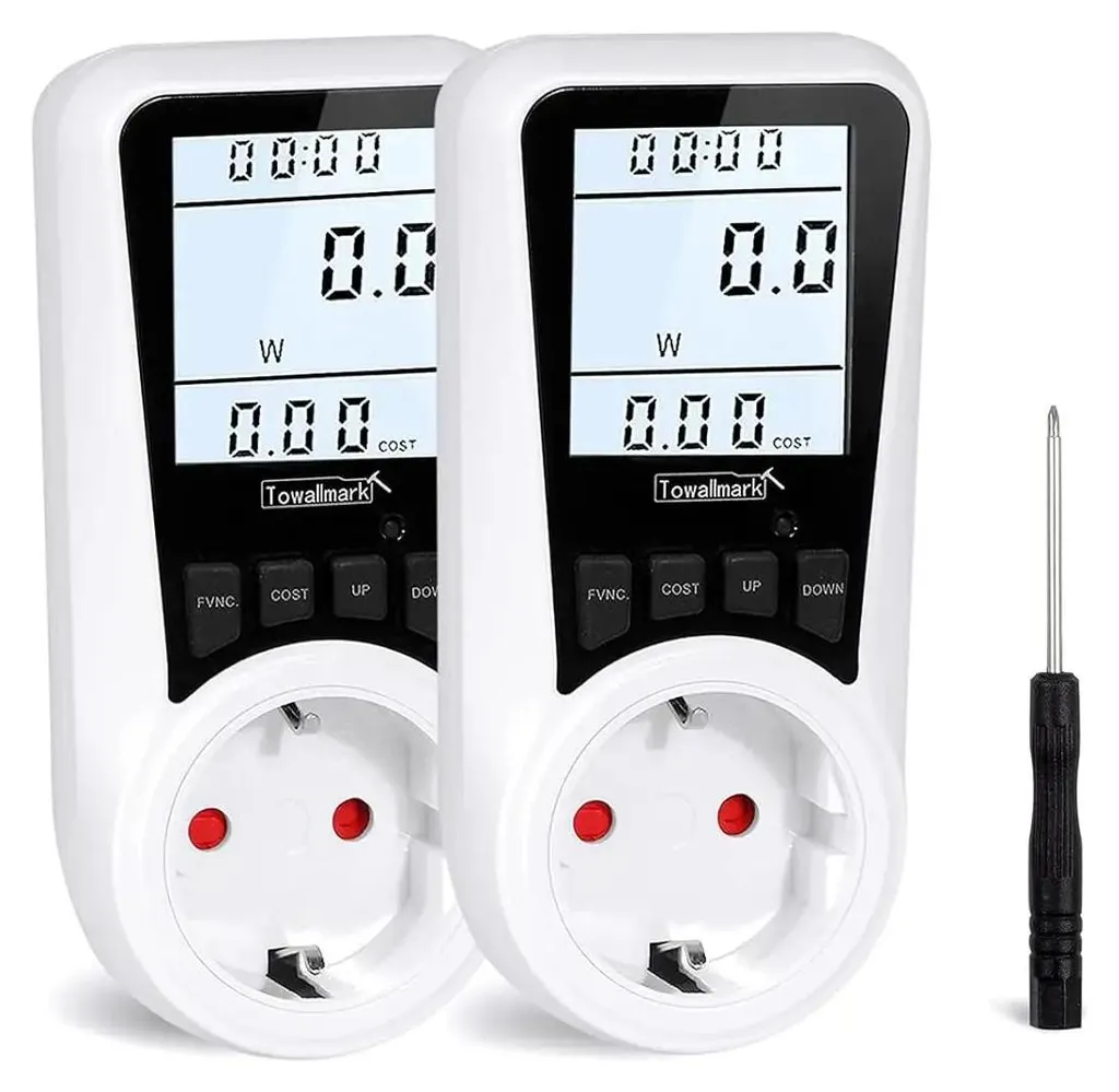 Wattmètre digital pour prise secteur 230V - Contrôleur de coût - Lot de 2