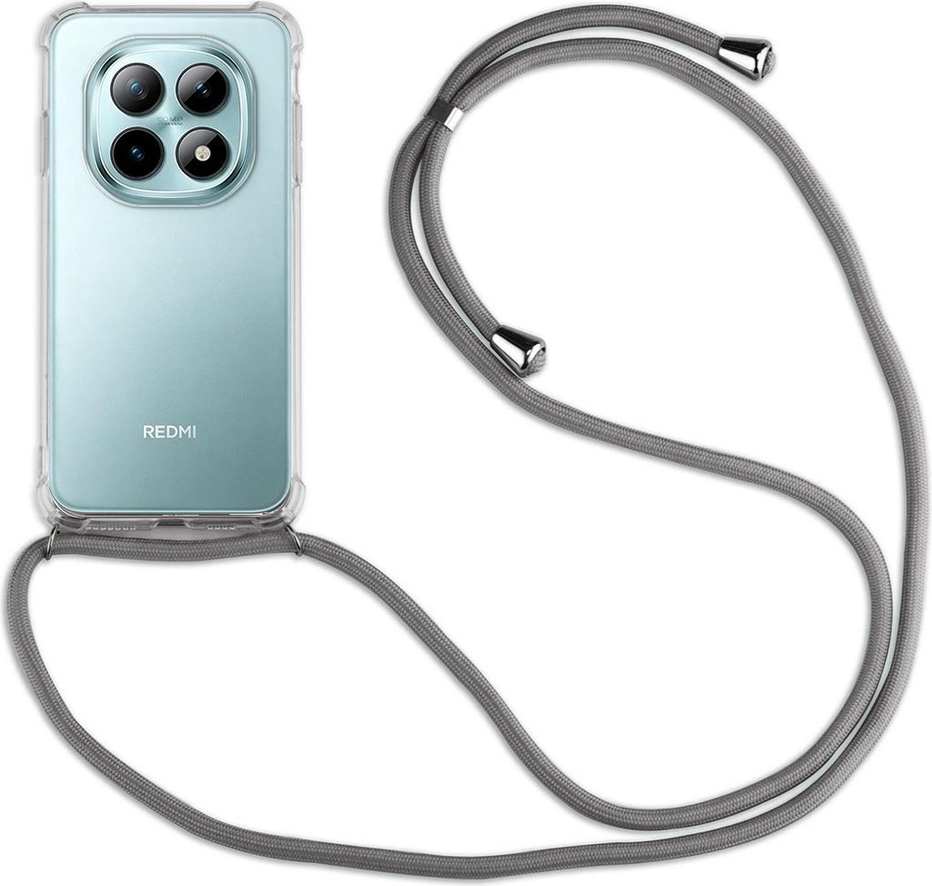 Handykette für Xiaomi Redmi Note 15 4G / 5G Hülle mit Band Case Handyhülle mit Kette in Grau
