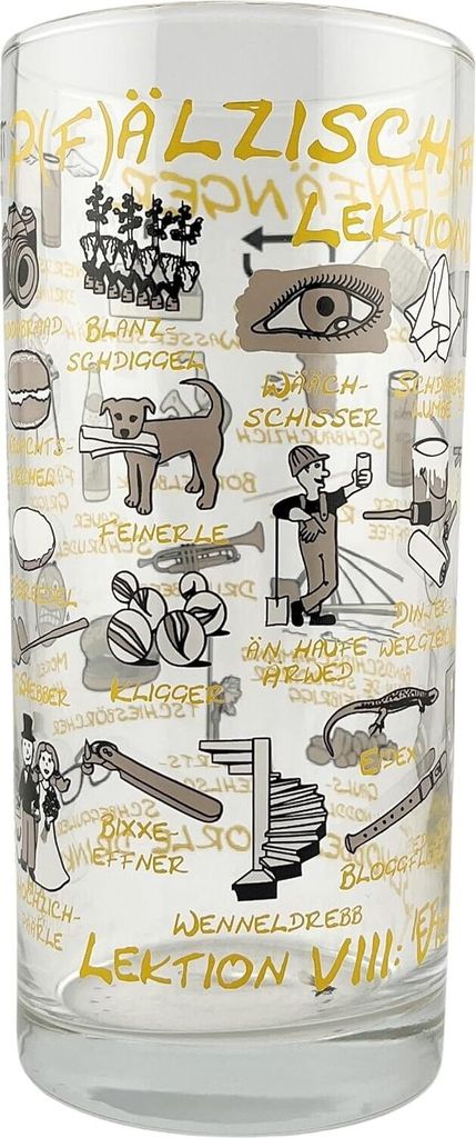 Pfälzisch für Anfänger Schoppenglas 0,5 L (Lektion VII - VIII) - Weinstange für Pfälzer Schorle
