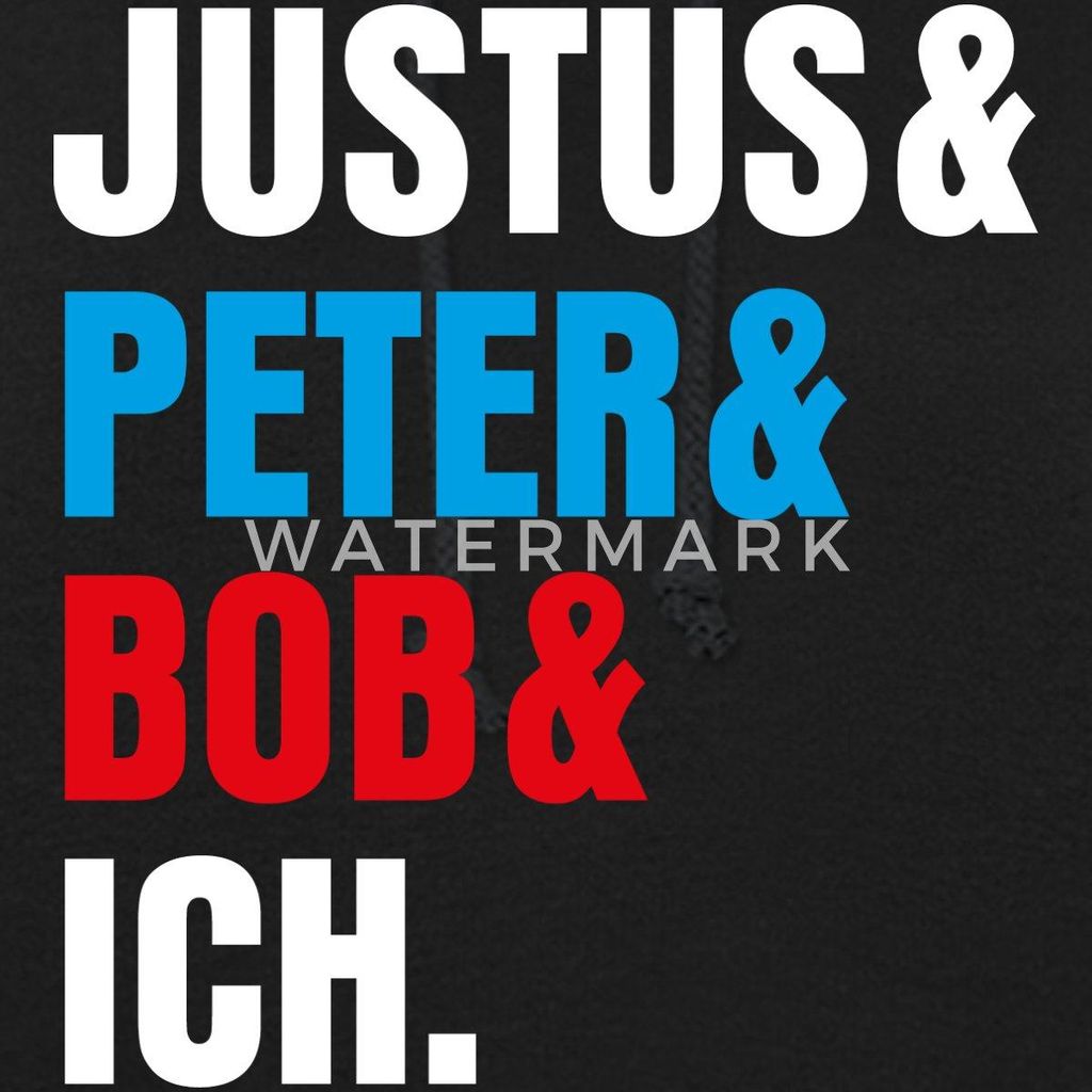 Spreadshirt Die Drei ??? Justus& Peter& Bob& Ich Damen Hoodie, L, Schwarz