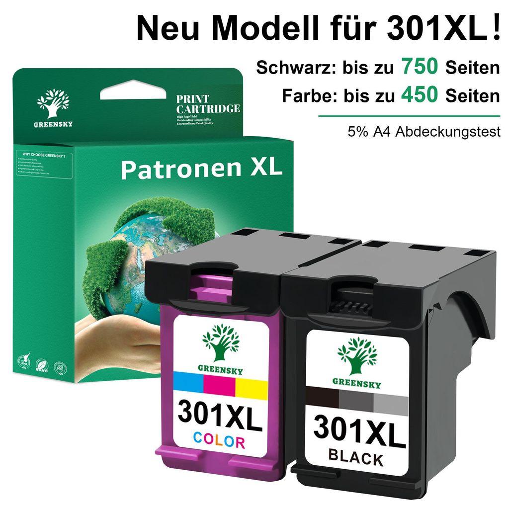 Drucker Patronen 301 XL kompatibel für HP DESKJET 1000 1010 1510 2510 2514 2542 2543 2544 OfficeJet 1010 2544 2620 4630 4632 2622 4634 4636