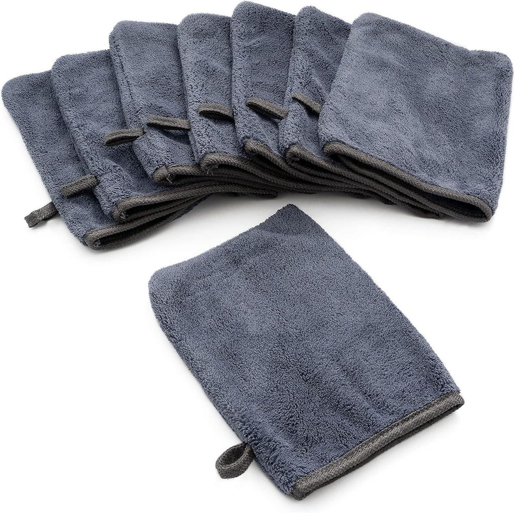 Set mit 8 weichen Mikrofaser-Waschlappen, 16 x 21 cm – Grau Produktbild 