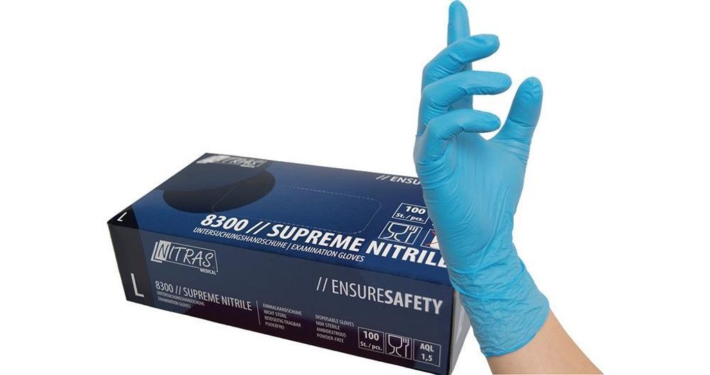 Einweghandschuh SUPREME NITRILE Gr.M blau Nitril EN374 PSA Produktbild 