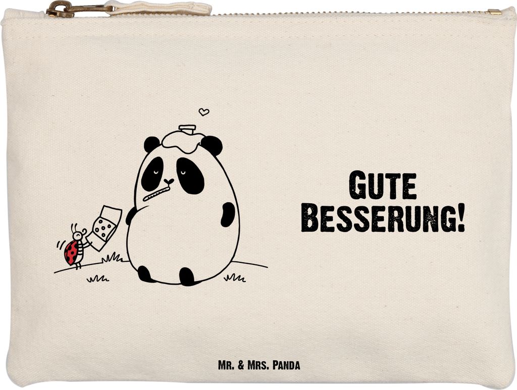 Mr. & Mrs. Panda Schlampermäppchen Panda Gute Besserung Größe M - Weiß - Geschenk, Pouch, kosmetiktäschchen, Kulturtasche, Kulturbeutel, Stoff...