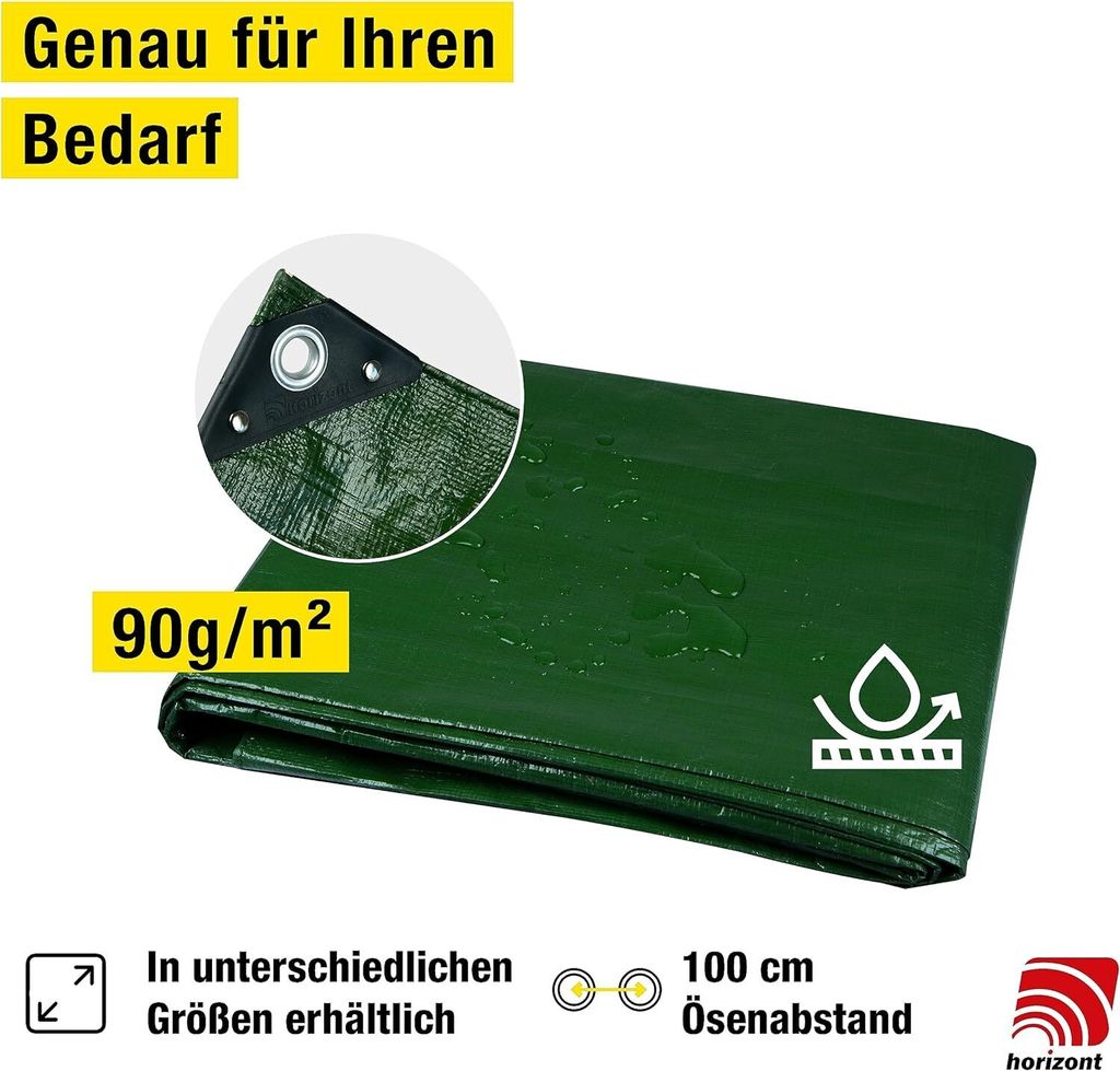 Abdeckplane grün 90g/m², Plane 3x3m mit verstärkten Ecken, Produktbild 2