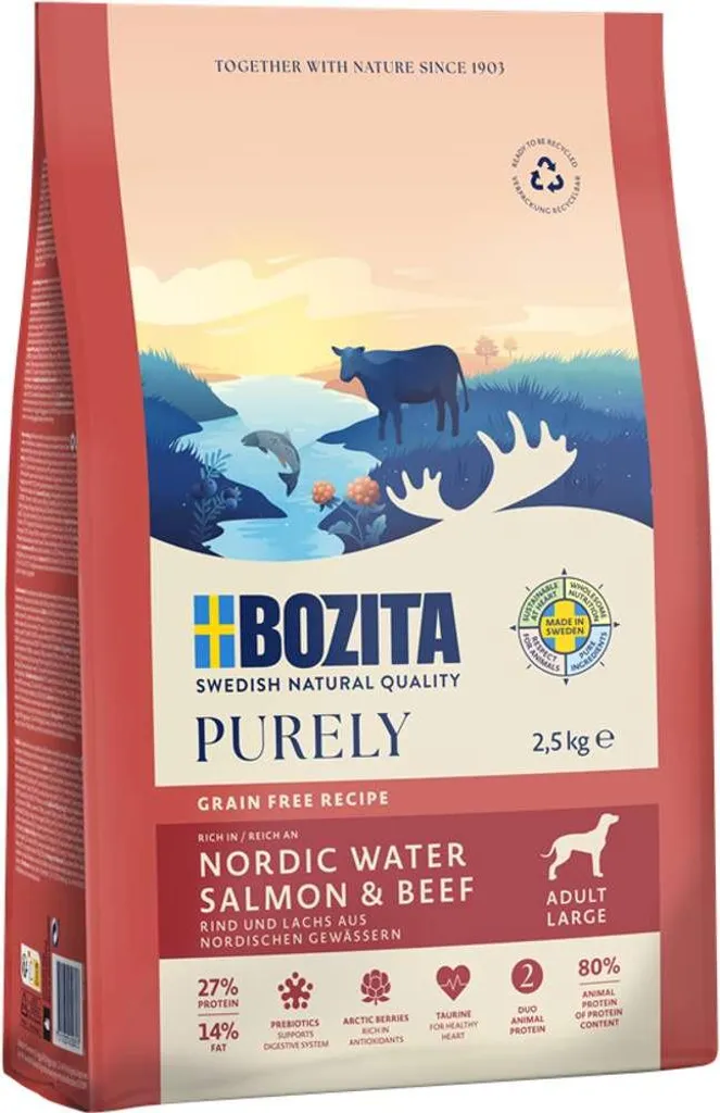 Alimentation Chien Adulte au Boeuf et Saumon Bozita toutes races - 2,5 kg