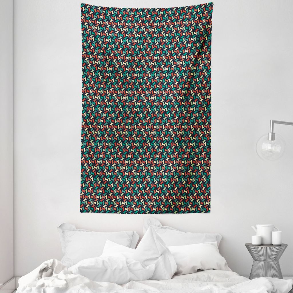 ABAKUHAUS Modern Wandteppich und Tagesdecke, Abstrakte Formen Geometrische aus Weiches Mikrofaser Stoff Waschbar ohne Verblassen Digitaldruck, 140 ...