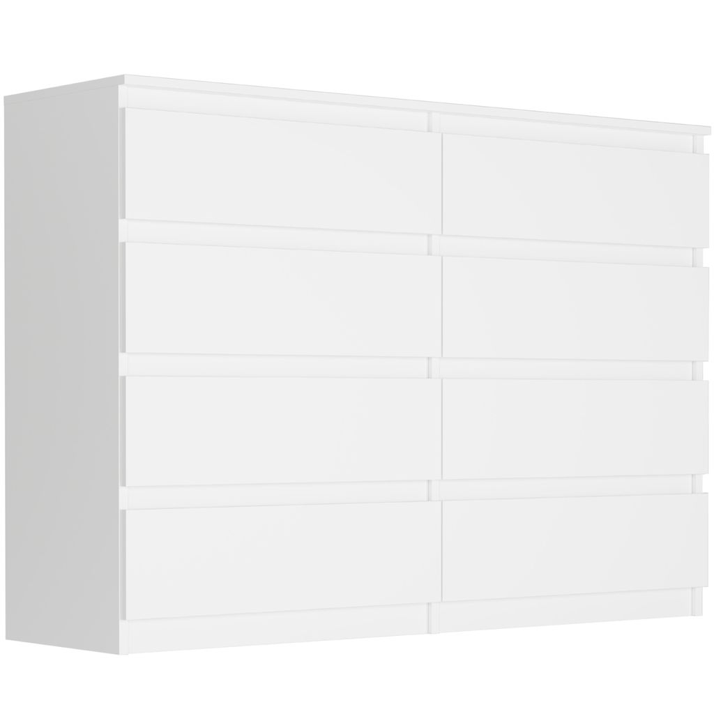 Komoda 140 cm s 8 zásuvkami, skriňa FRAMIRE R-140-S8, biela Obrázok produktu 