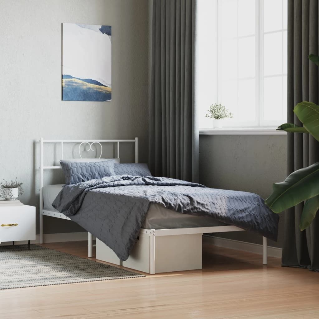 Maison Exclusive - Bettgestell mit Kopfteil Metall Weiß 107x203 cm