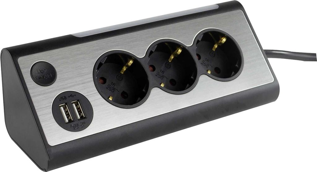 REV LIGHT SOCKET 3-násobná zásuvková lišta + 2x USB Obrázek produktu 