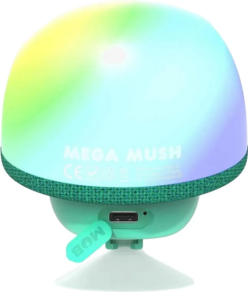 Enceinte Bluetooth pour la Douche Mega Mush avec LED et Ventouse en Vert