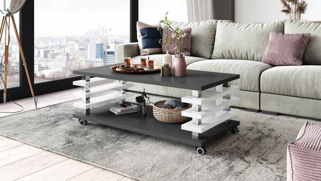 Design Couchtisch DC-3 Wohnzimmertisch Tisch Rollen
