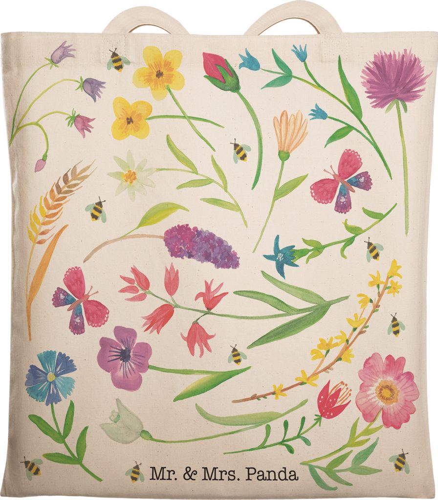 Mr. & Mrs. Panda Tote Bag Frühling - Geschenk, shopping, Beutel, Dekoration, Tragetasche, April, Tasche, Blumen, Mai, März, Einkaufstasche