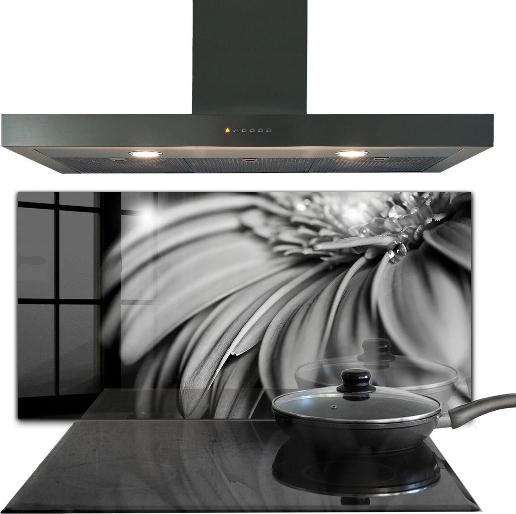 Spritzschutz aus Glas Küchenrückwand - Wandschutz für Herd und Spüle - 120x60 cm - Gerber Schwarz-Weiß-Foto