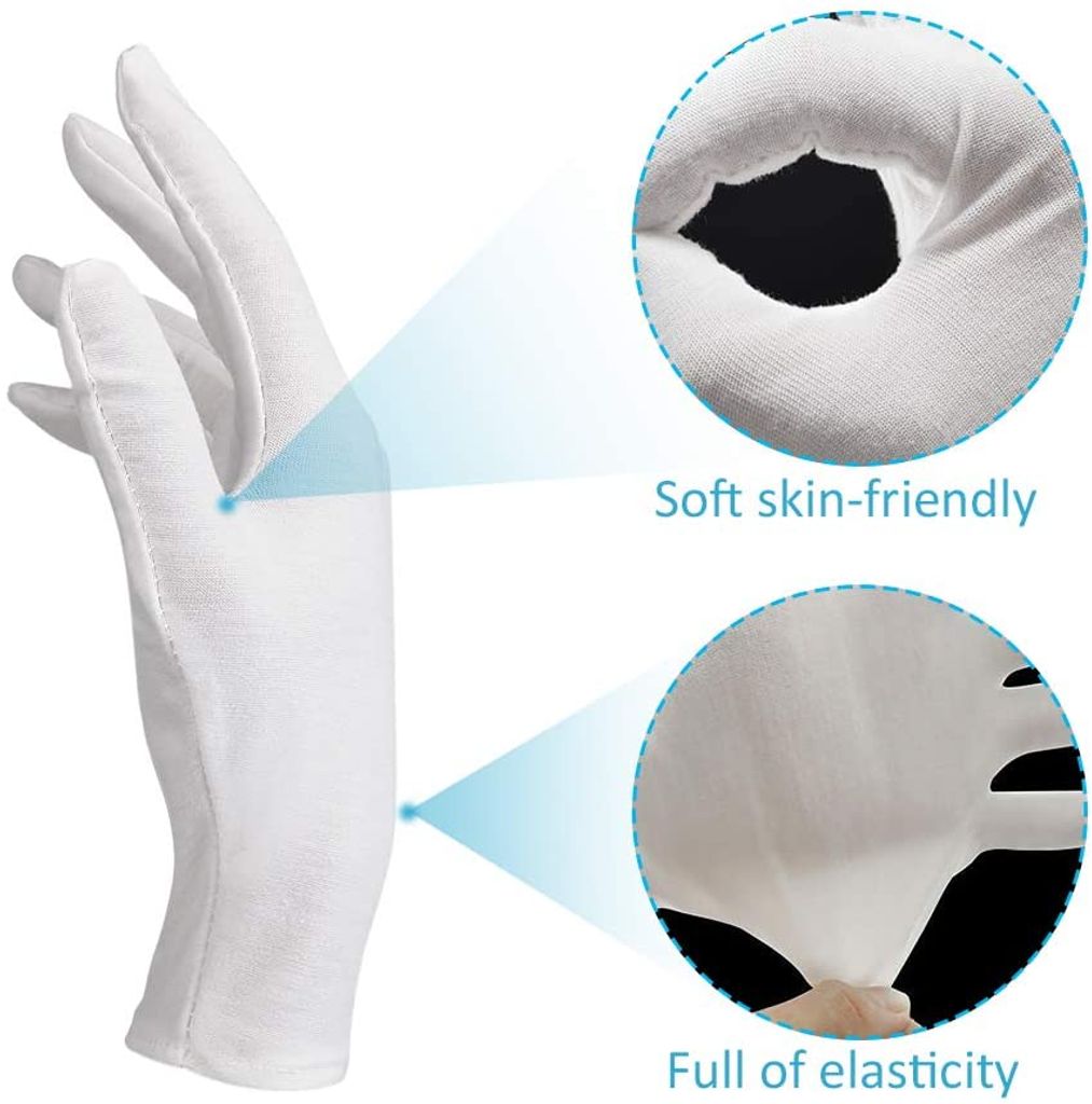 24 Stück weiße Handschuhe Münzschmuck Silber 12 Paar weiche Baumwollhandschuhe 